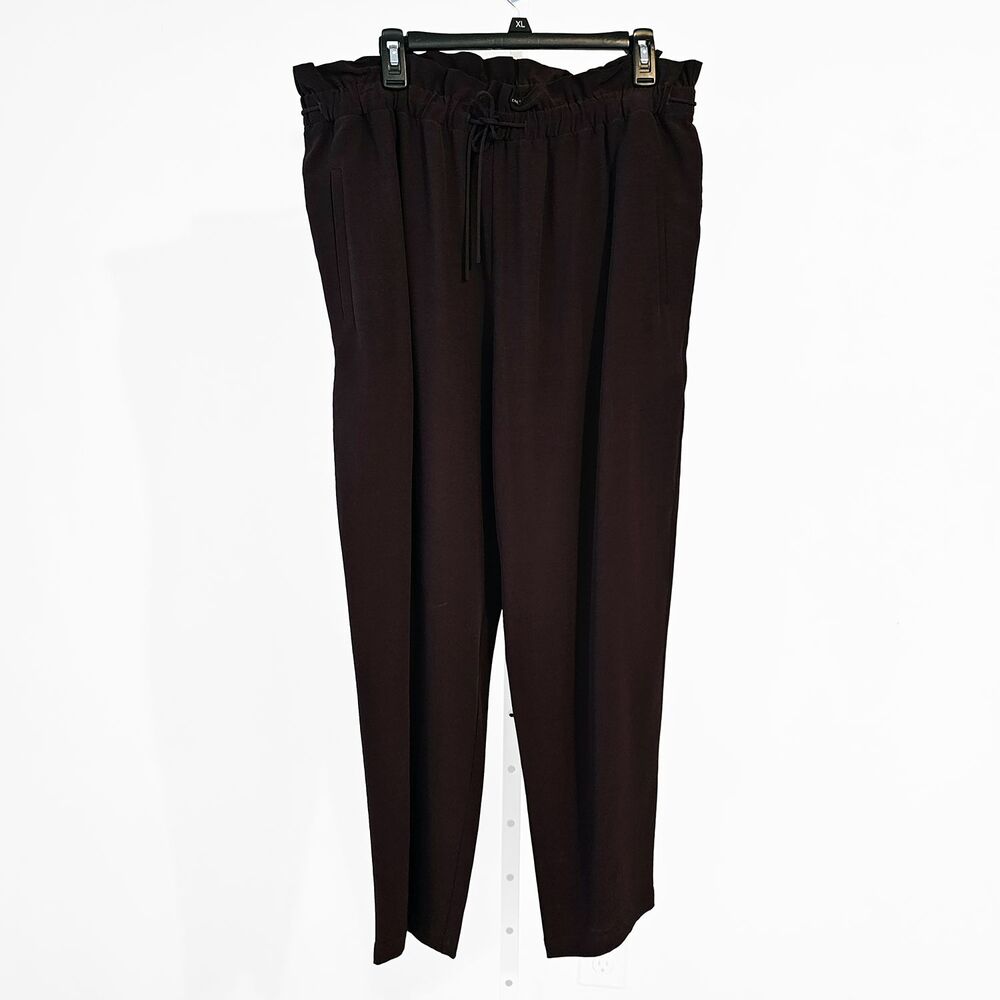 Eileen Fisher Large Brown Tencel Viscose Crepe Casis Straight Pant